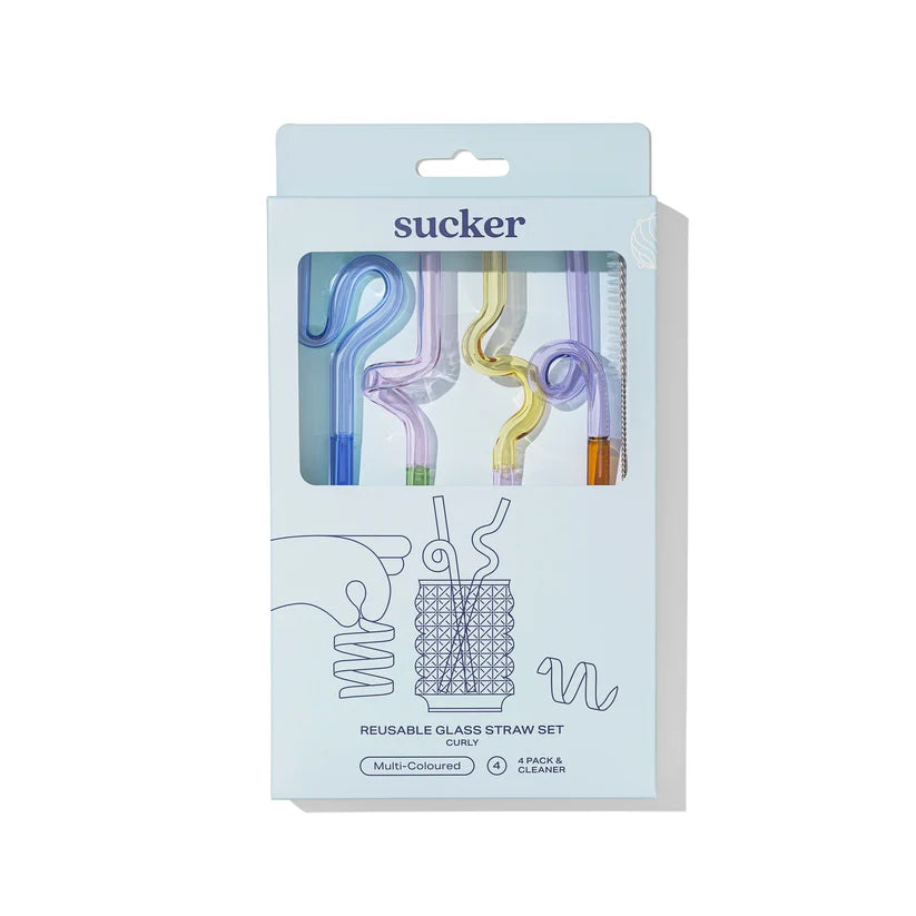 Curly Staws Multi Colour 4 Pack